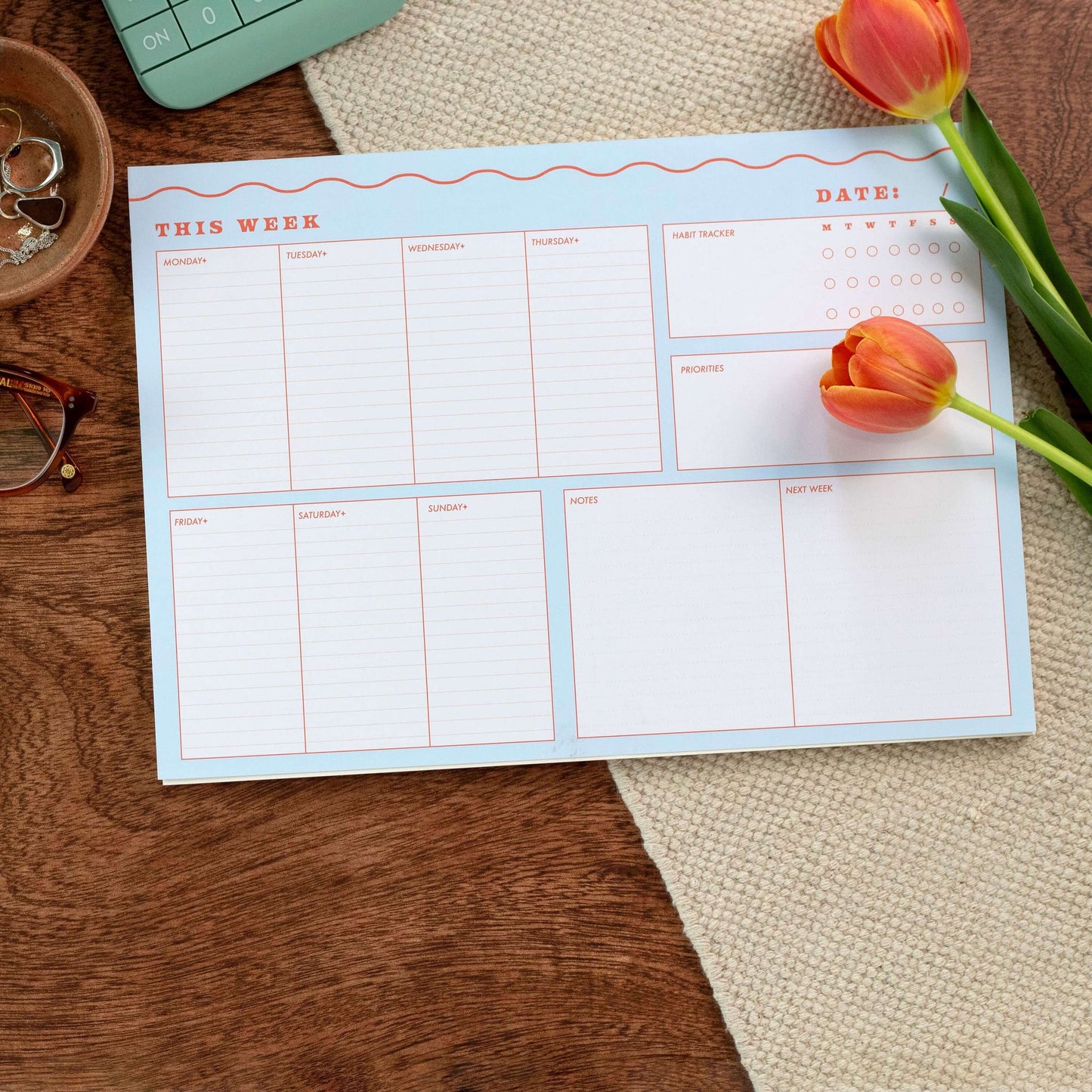 A4 Blue Wiggle Weekly Planner Pad with Habit Tracker
