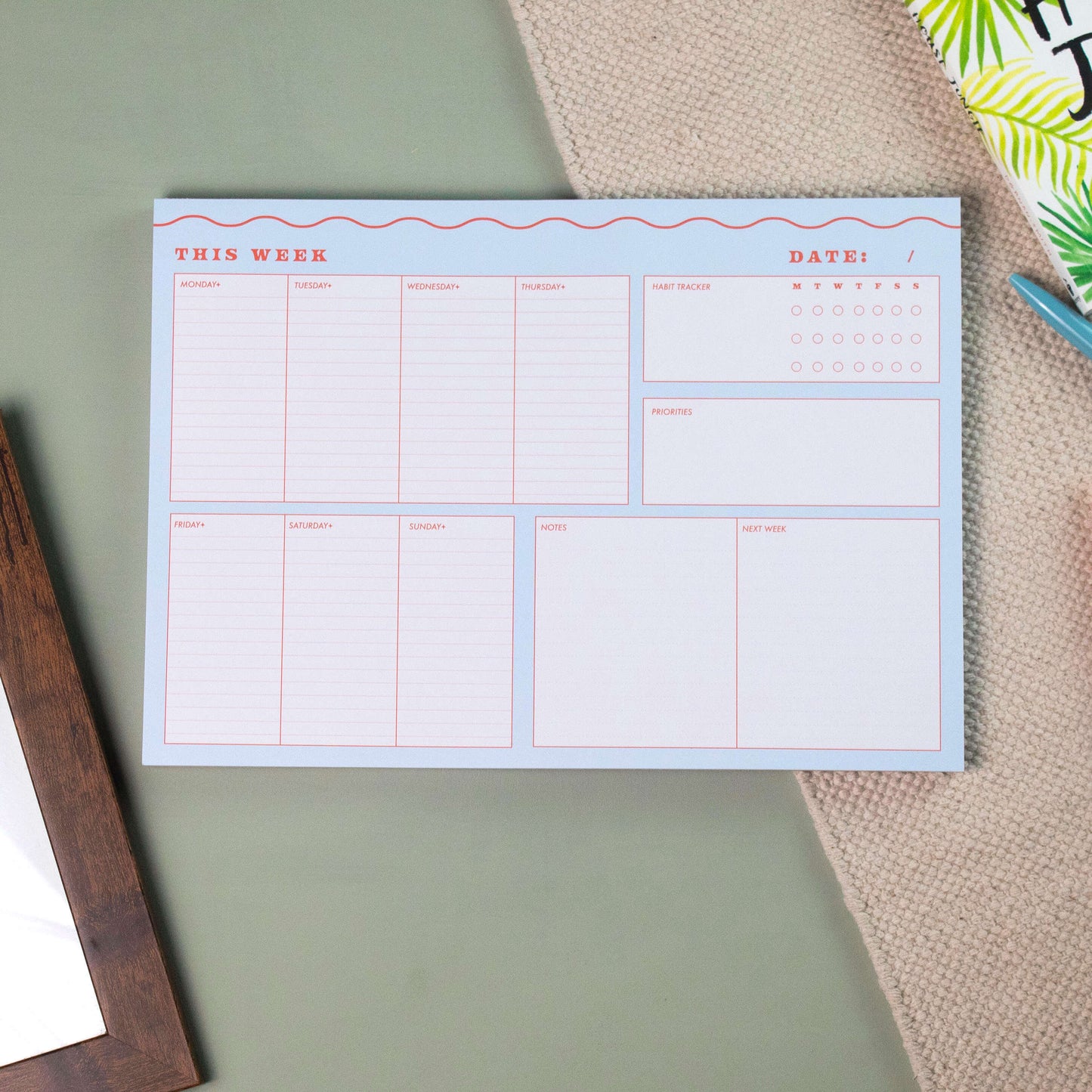 A4 Blue Wiggle Weekly Planner Pad with Habit Tracker