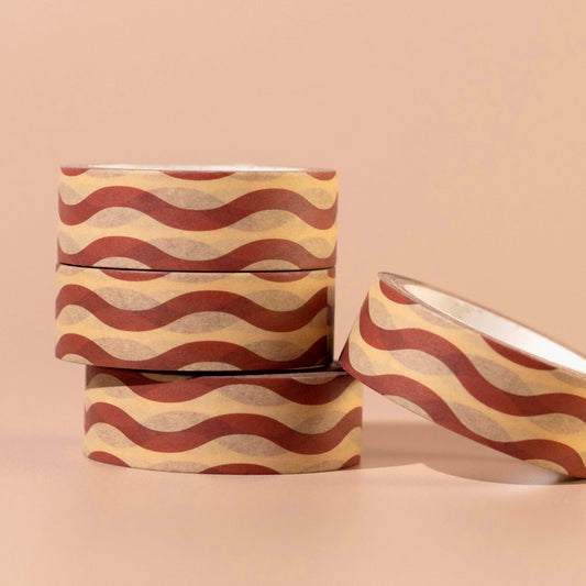 Burgundy and Yellow Wiggle Washi Tape