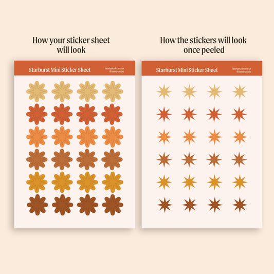 A6 Starburst Mini Sticker Sheet - Warm