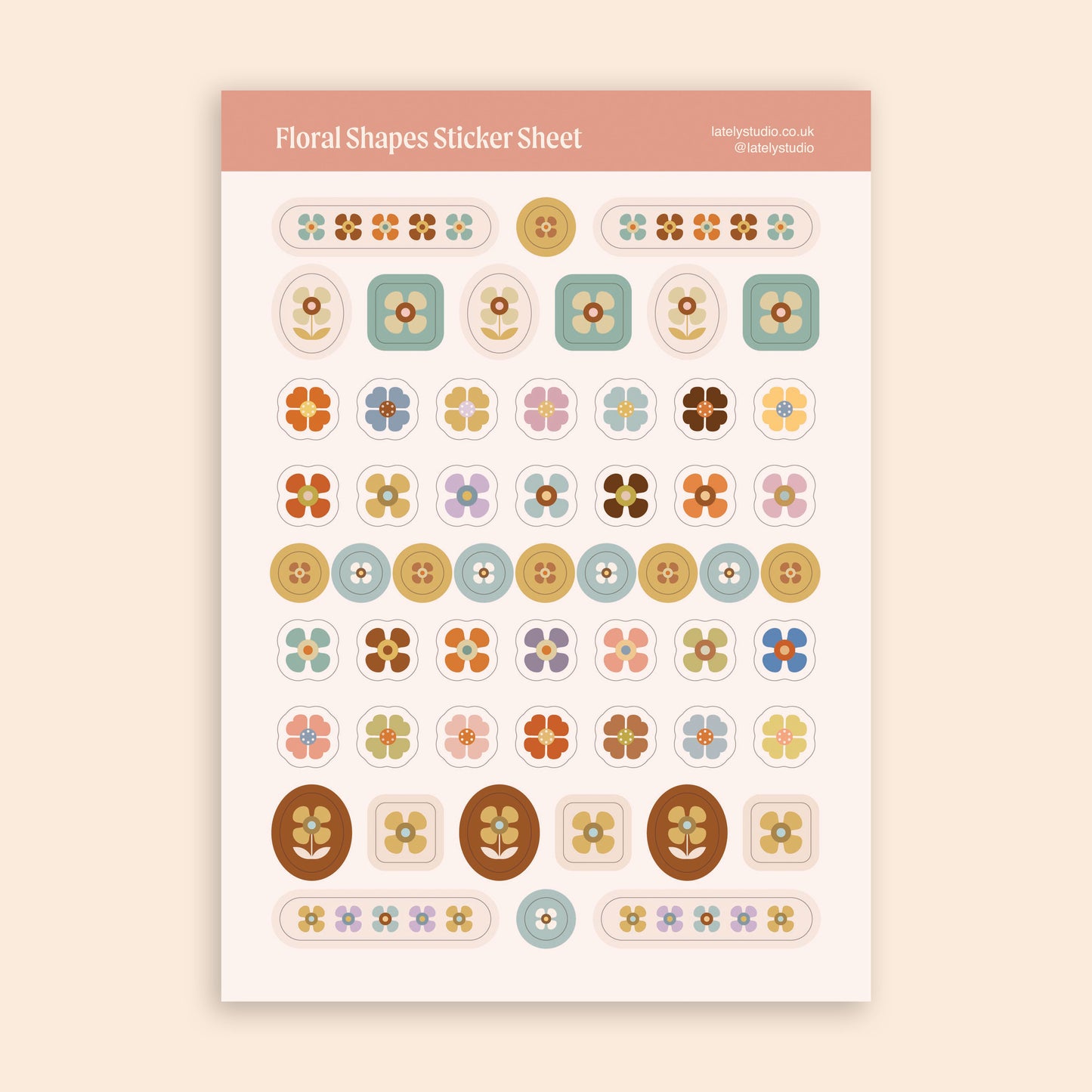 Floral Shapes Sticker Sheet | Paper Stickers
