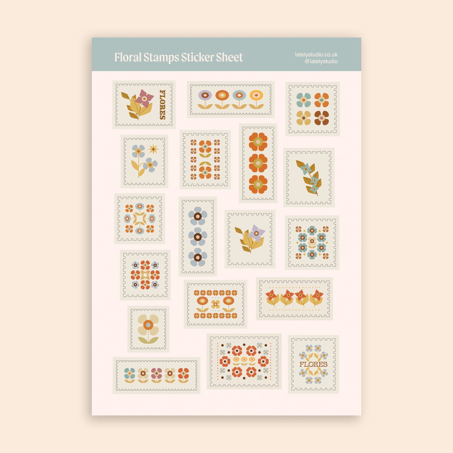Floral Stamps Sticker Sheets