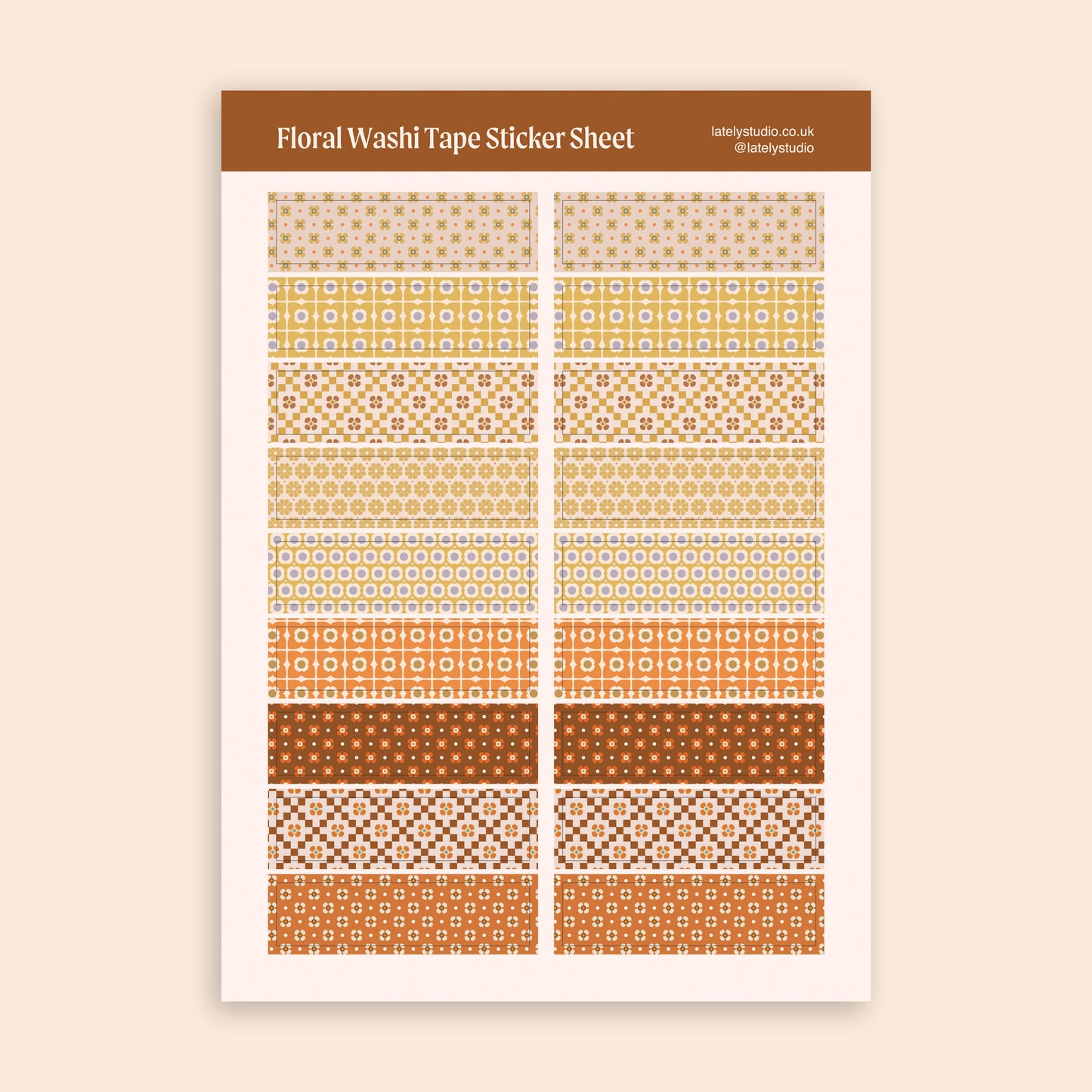 Floral Washi Tape Sticker Sheet