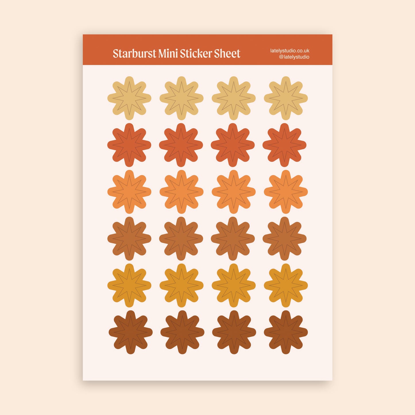 A6 Starburst Mini Sticker Sheet - Warm