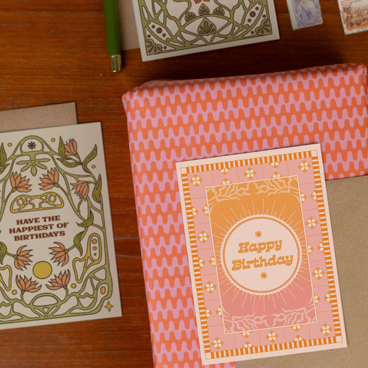 Orange & Pink Wave Wrapping Paper
