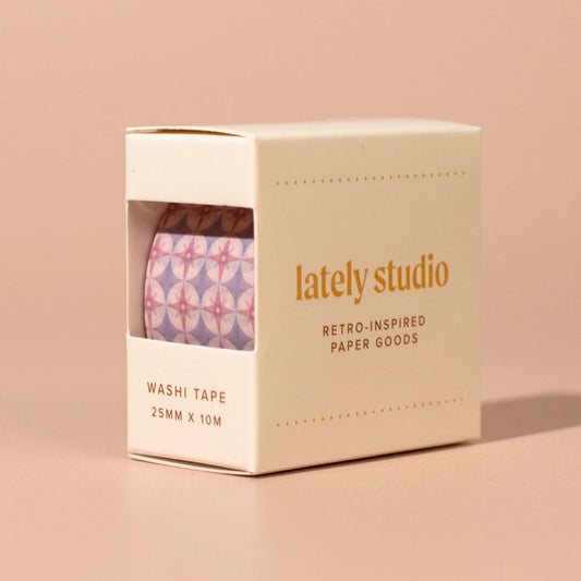 Purple Star Repeat Pattern Wide Washi Tape