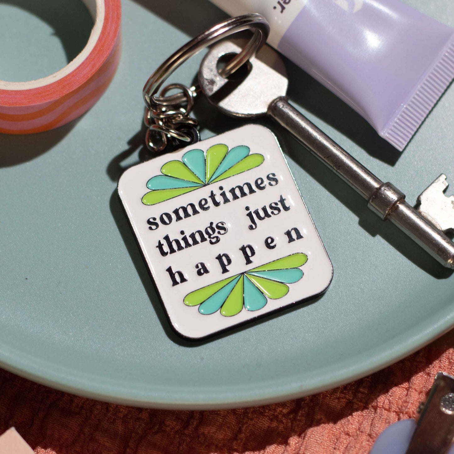 *IMPERFECT* Sometimes Things Happen Enamel Keyring