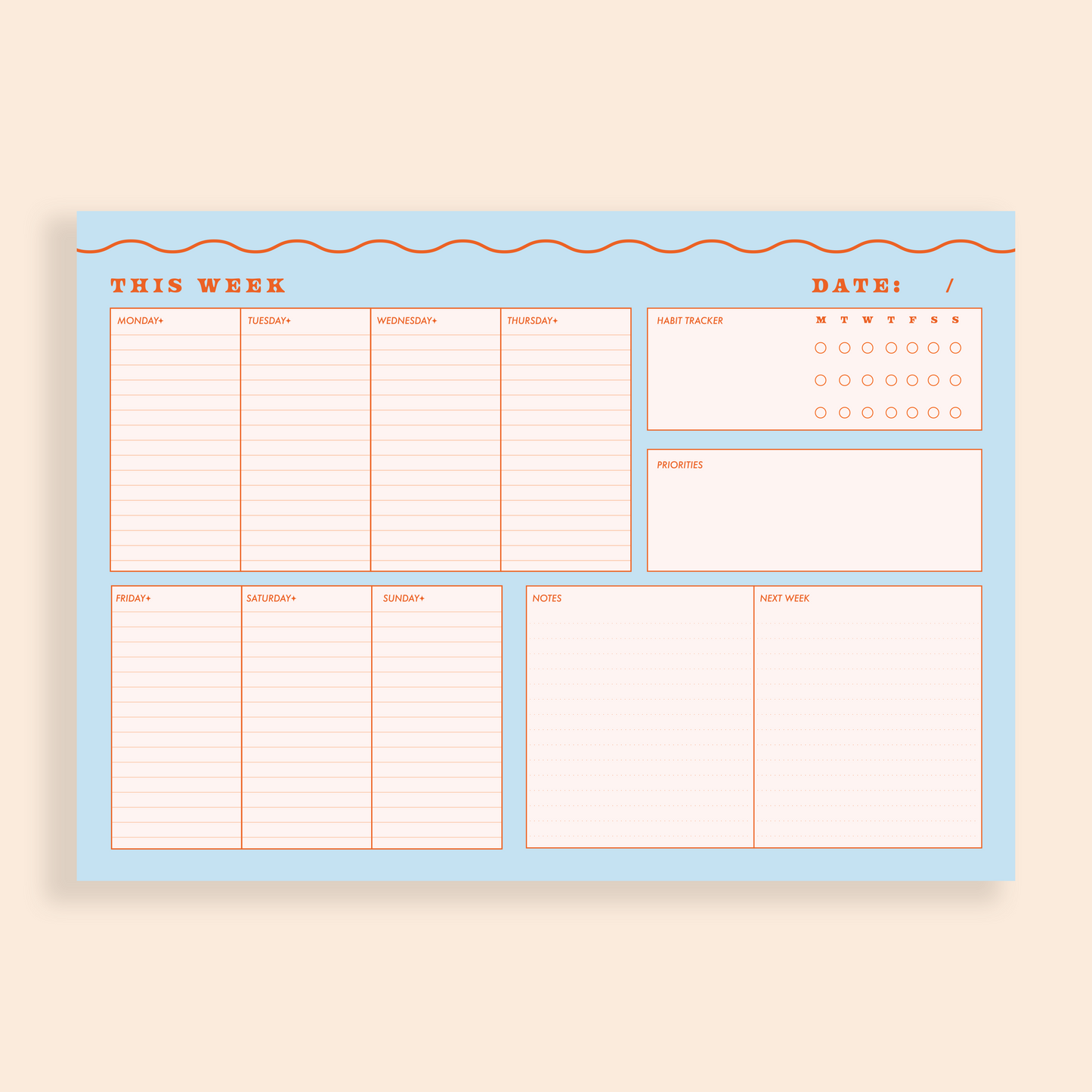 *IMPERFECT* A4 Blue Wiggle Weekly Planner Pad