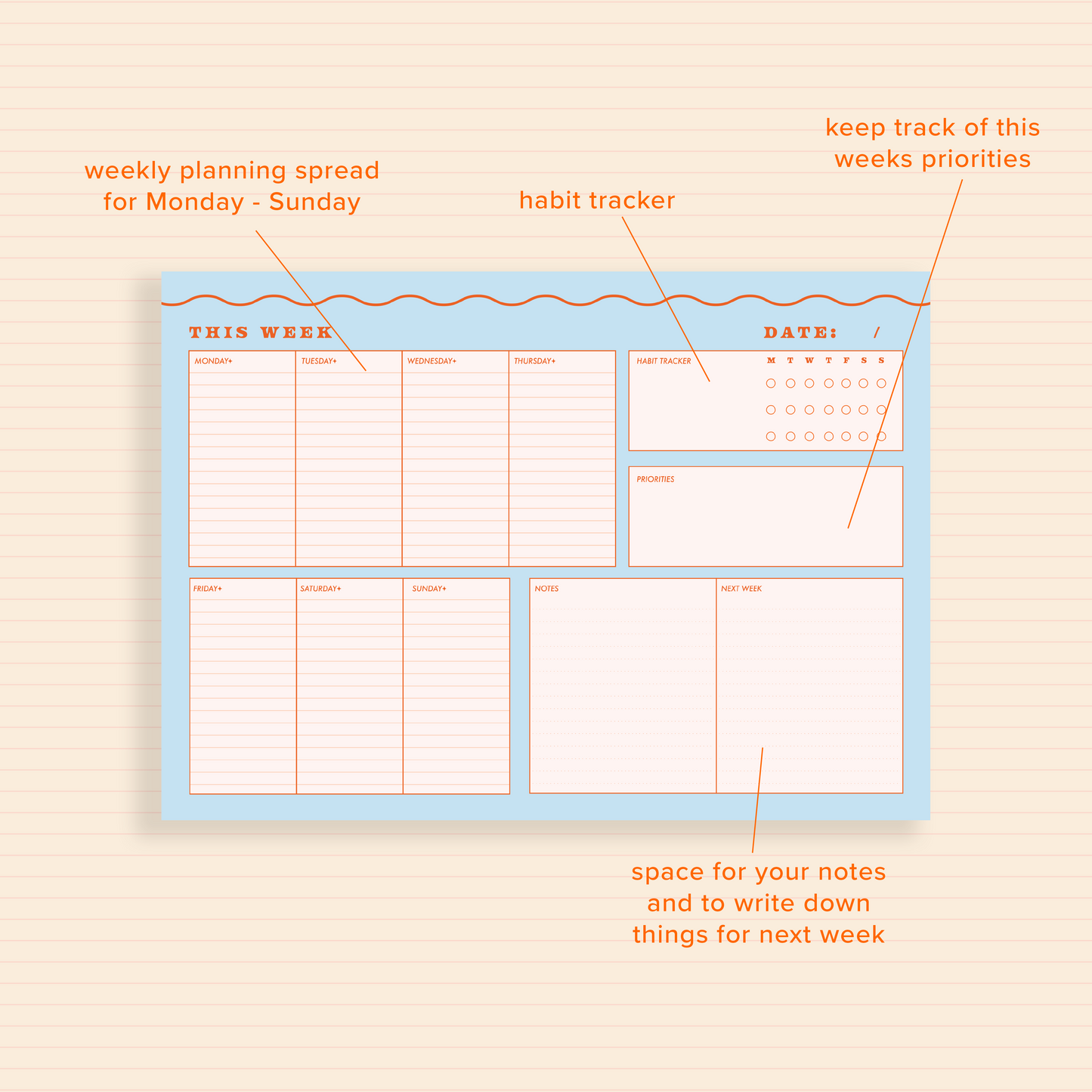 *IMPERFECT* A4 Blue Wiggle Weekly Planner Pad