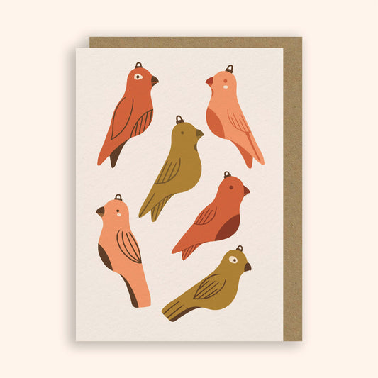 Bird Baubles Christmas Card
