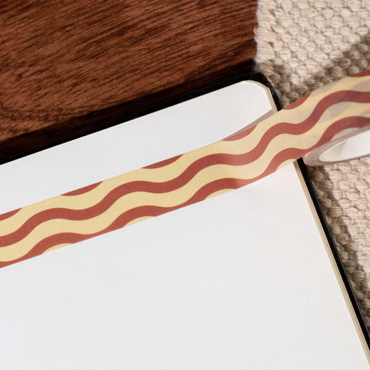 Burgundy and Yellow Wiggle Washi Tape