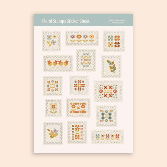 Floral Stamps A5 Sticker Sheet