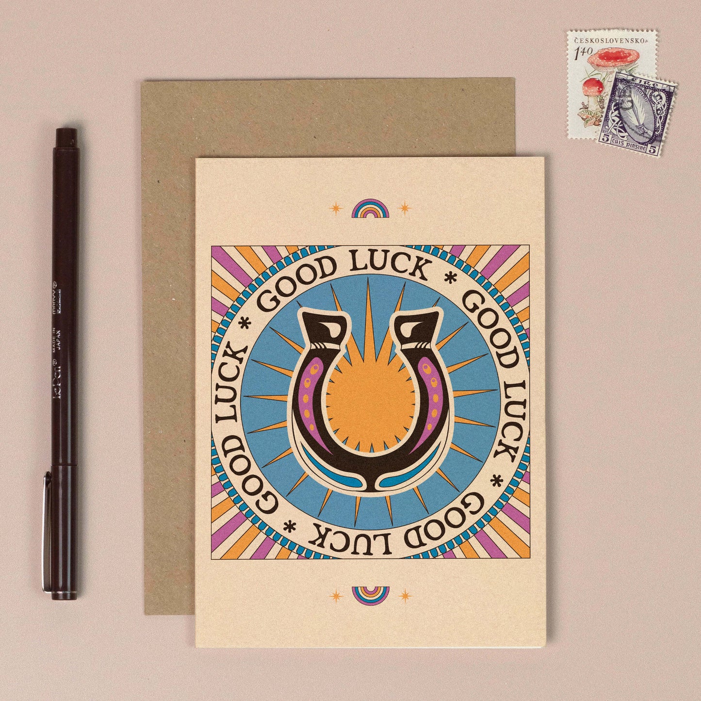 Good Luck Horseshoe Card
