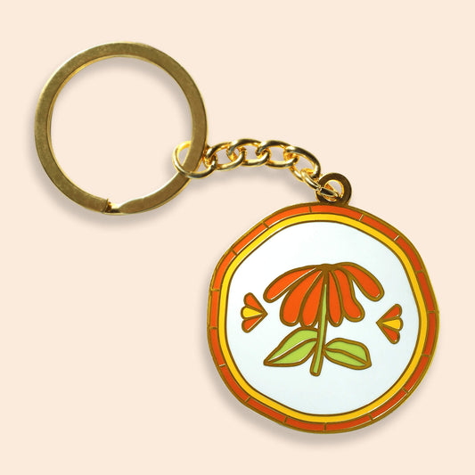 *IMPERFECT* Orange Flower Enamel Keychain