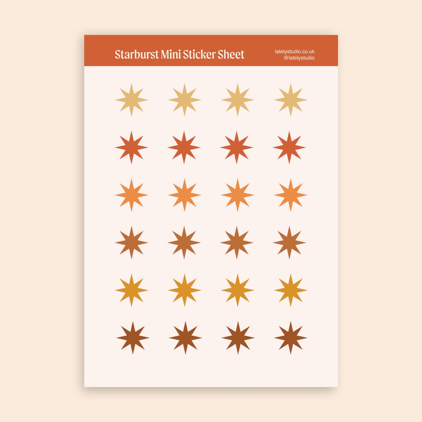 A6 Starburst Mini Sticker Sheet - Warm