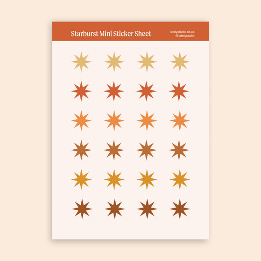 A6 Starburst Mini Sticker Sheet - Warm