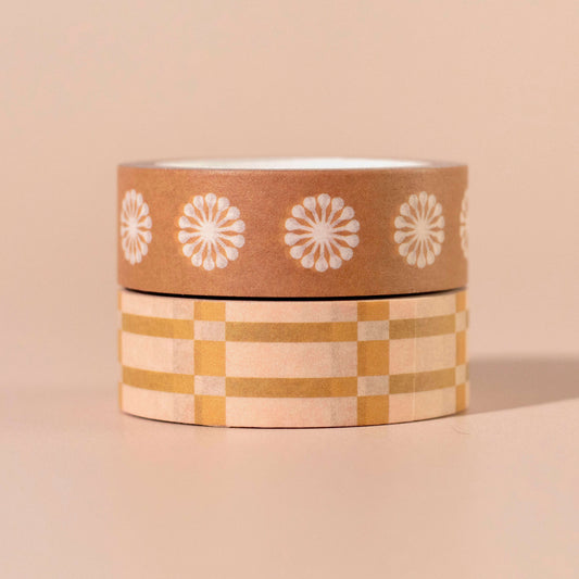 Dandelion and Grid Washi Tape Duo