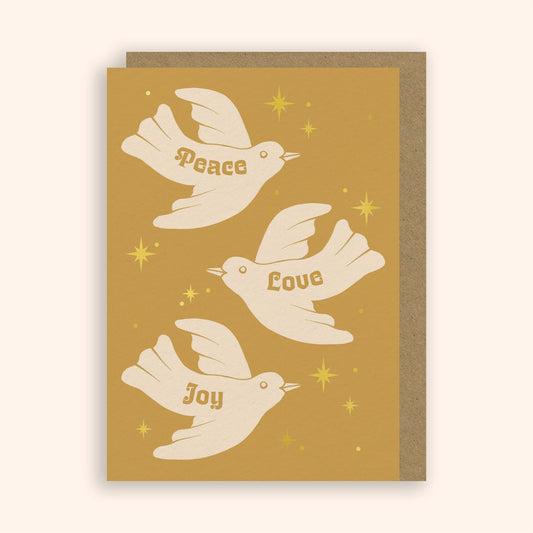 Peace Love Joy Dove Christmas Card